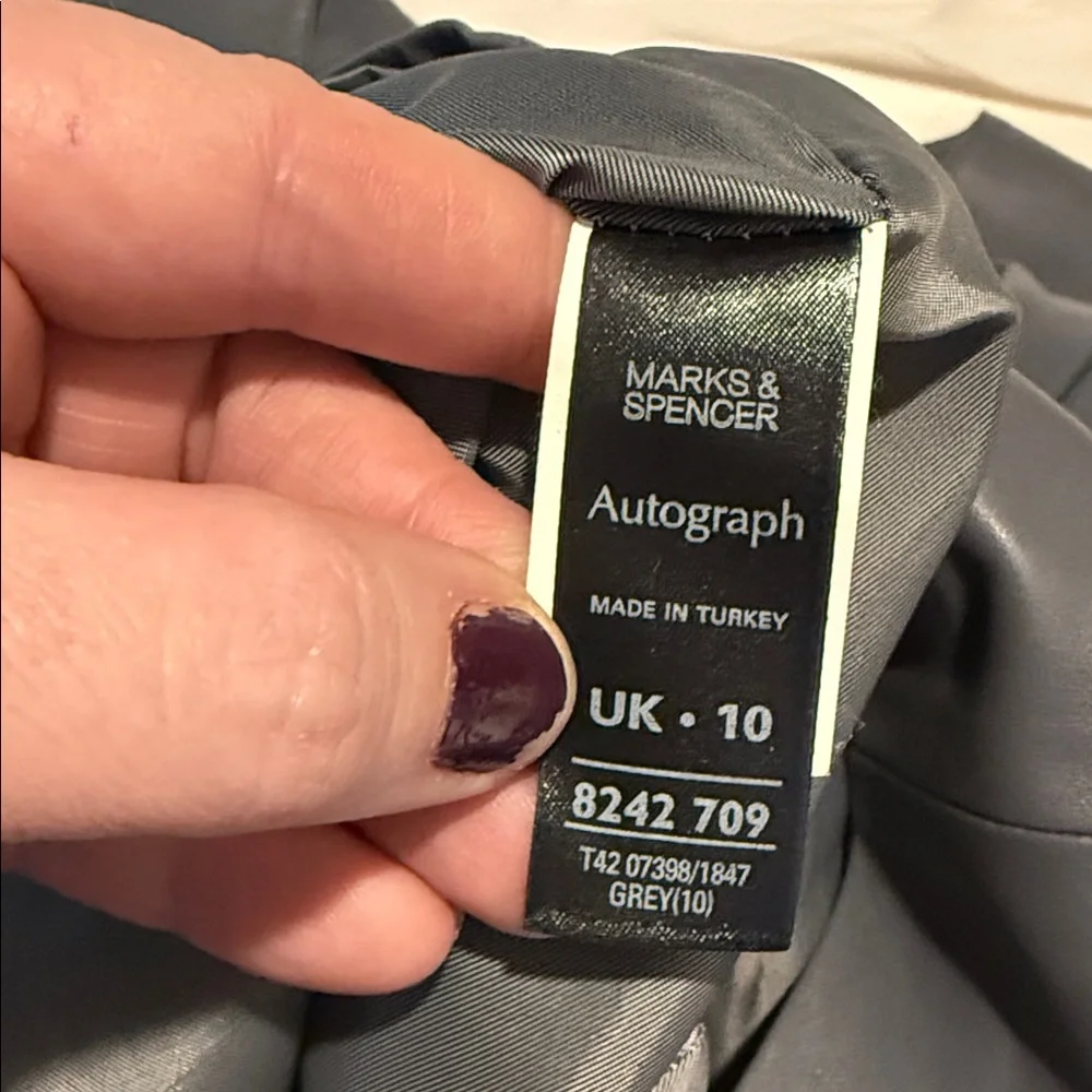 Marks & Spencer Autograph Gray‎ Leather Shift Dress Modern Minimal US 6 UK 10